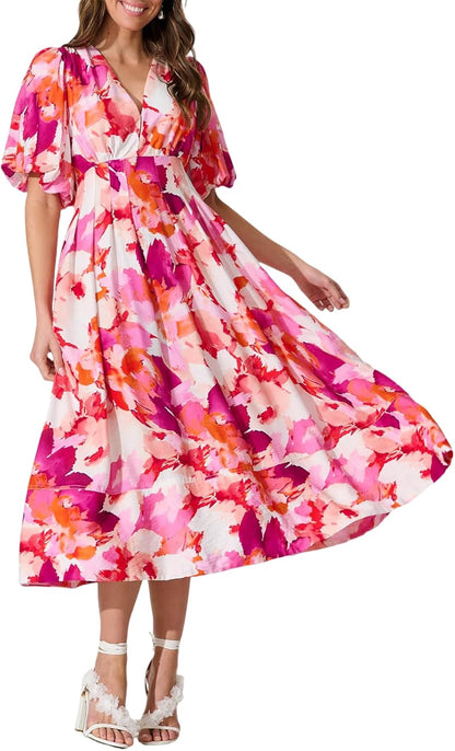 🌺Damska sukienka z kwiecistą druk🎀