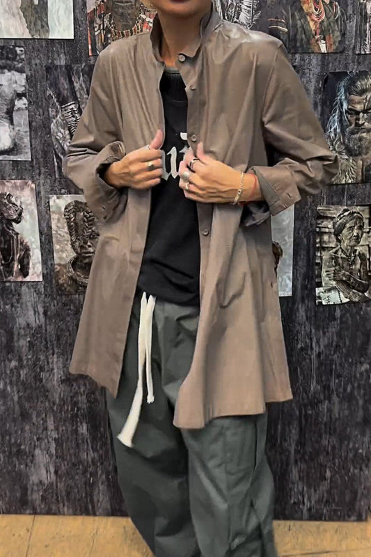 Damska kurtka koszulowa w jednolitym kolorze, patchworkowa