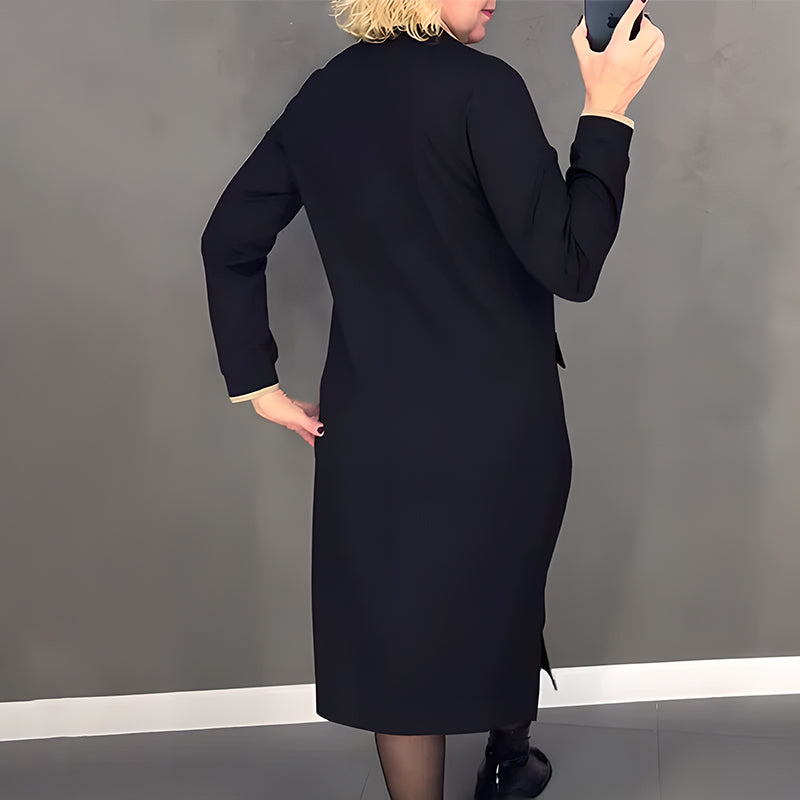 Stylowa czarna sukienka z długim rękawem dla kobiet