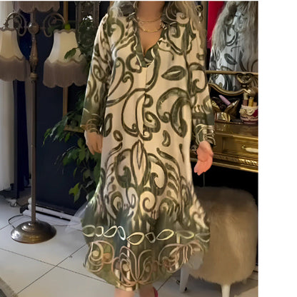 Modna luźna klasyczna sukienka z dekoltem w kształcie litery V