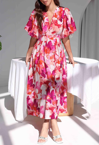 🌺Damska sukienka z kwiecistą druk🎀