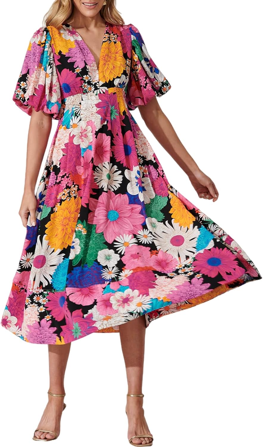 🌺Damska sukienka z kwiecistą druk🎀